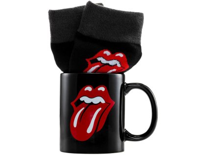 Dárkový set - hrnek s ponožkami Rolling Stones: Tongue (objem hrnku 315 ml | velikost ponožek EU 41-45)