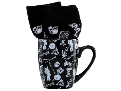 Dárkový set - hrnek s ponožkami Harry Potter: Mozkomoři a Temné umění (objem hrnku 300 ml | velikost ponožek dámské EU 36-41)