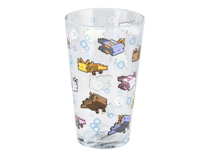 Sklenice Minecraft: Ikony Axolotla (objem 400 ml | rozměry 9 x 15 x 9 cm)
