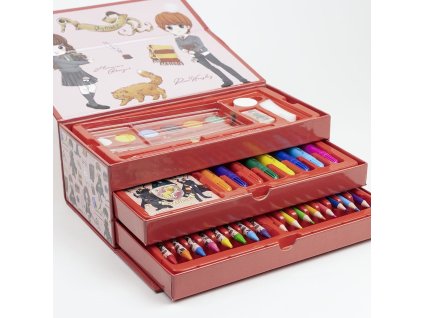 Kreativní kufřík Harry Potter: Kawaii (blok, pastelky, voskovky, vodovky, štětec, gumy, tužka, fixy | 10 x 27 x 14 cm)