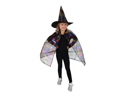 Dětský plášť s pavučinou čarodějnice s kloboukem
