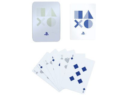 Hrací karty Playstation v plechové krabičce: Symboly (8 x 14 x 4 cm)
