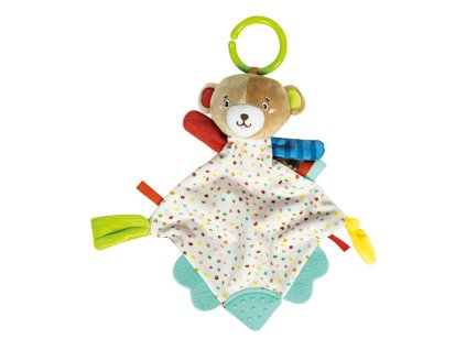 Chrastítko - plyšová mazlící dečka s úchytem - Medvídek