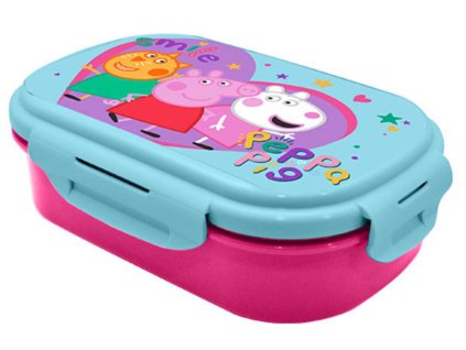 Plastový box na svačinu s příborem Peppa Pig | Prasátko Pepa: Přátelé (21 x 14 x 6 cm)