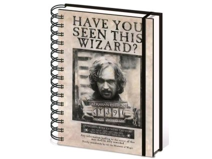 A5 blok-zápisník Harry Potter: Wanted Sirius Black kroužková vazba (14,8 x 21 cm)