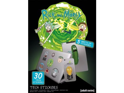 Samolepky na elektroniku Rick and Morty: Adventures (5 listů | 30 kusů, 17 x 23 cm)