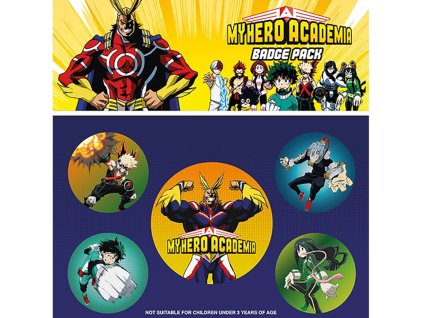 Set 5 placek - odznaků My Hero Academia: Hrdinové (průměr 2,5 cm | 3,8 cm)