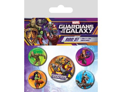 Set 5 placek - odznaků Marvel | Guardians of the Galaxy | Strážci Galaxie: Postavy (průměr 2,5 cm | 3,8 cm)
