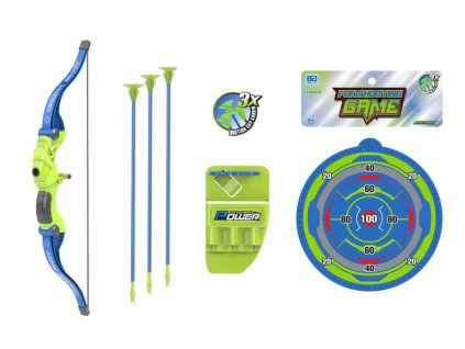 Luk se šípy a terčem modrý 57 cm