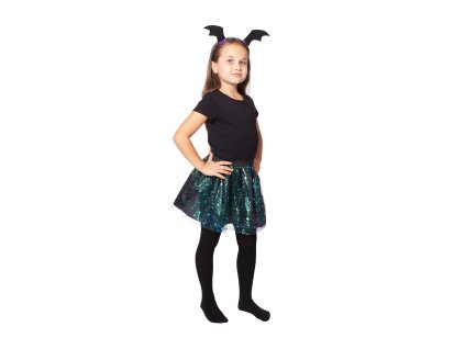 Set čarodějnice se sukní tutu a čelenkou s netopýřími oušky