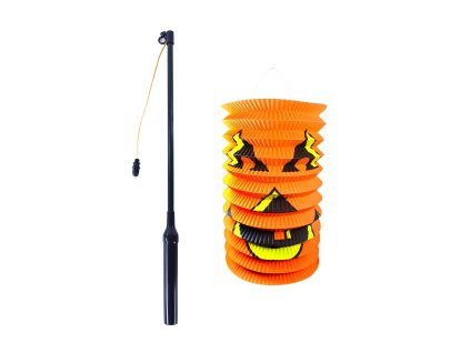 Lampión Halloween dýně 15 cm se svítící hůlkou 40 cm