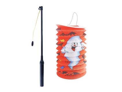 Lampión Halloween duch 15 cm se svítící hůlkou 40 cm