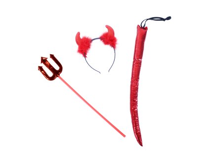 Čertovská sada s čelenkou hůlkou a ocasem