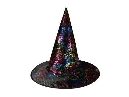 Klobouk čarodějnický s potiskem pavučiny pro dospělé
