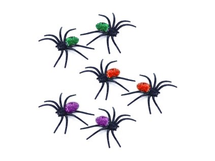 Dekorace pavouci se třpytkami 3 barvy