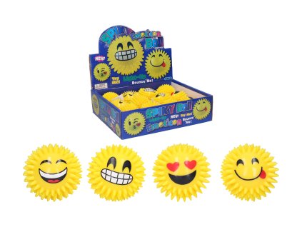 Míček úsměv s bodlinami pískací svítící 7 cm