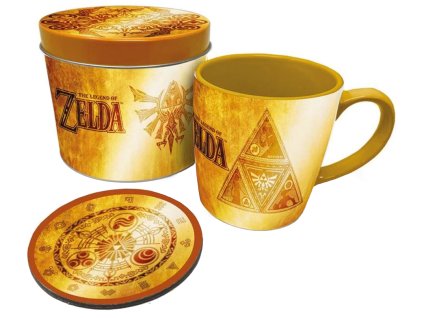 Dárkový set v plechové krabičce The Legend Of Zelda: Golden Triforce (objem hrnku 370 ml)