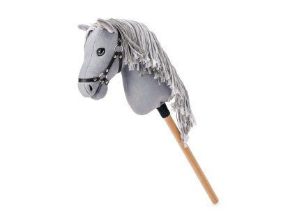 Hobby horse Apollo, šedý kůň na tyči, provázková hříva