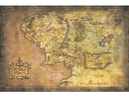 Plakát The Lord Of The Rings | Pán prstenů: Map Of Middle Earth (61 x 91,5 cm)