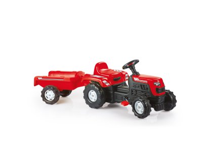 Šlapací traktor Ranchero s vlečkou, červený