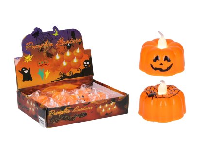 Dekorace Halloween dýně 4,8x4,8x4,3 cm svítící