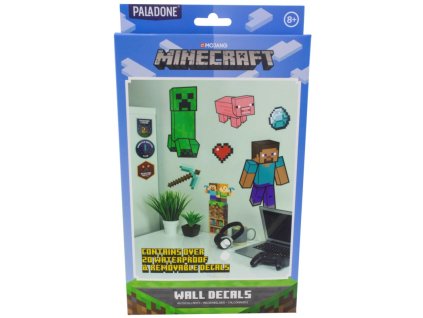 Samolepky na zeď Minecraft: 4 listy - 19 samolepek (balení 26 x 15 x 3 cm)