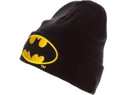 Zimní přeložená pletená čepice DC Comics | Batman: Logo (univerzální) černá