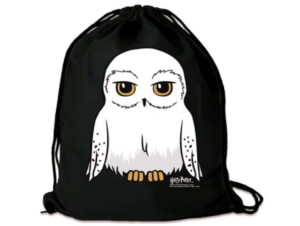 Batoh gym bag - vak se šňůrkami Harry Potter: Sova Hedwiga (35 x 44 cm) černá bavlna