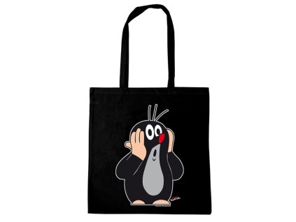 Shopping taška na rameno Krteček: Oh oh! (38 x 42 cm) černá bavlna