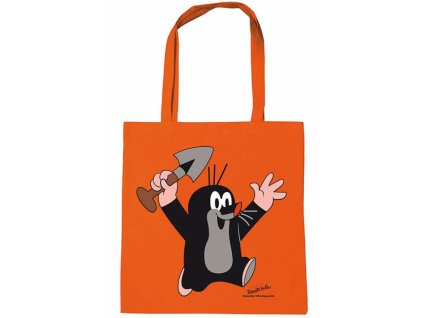 Shopping taška na rameno Krteček: Juhu (38 x 42 cm) oranžová bavlna