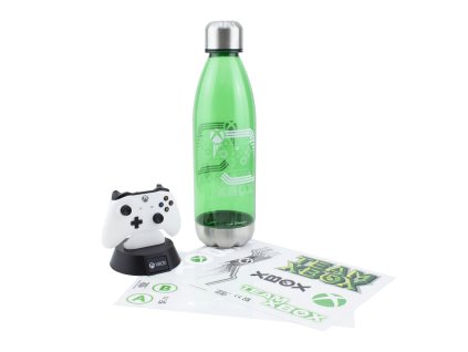 Dárkový set 3 kusy Xbox: Lampa - Láhev (objem 680 ml) - Samolepky