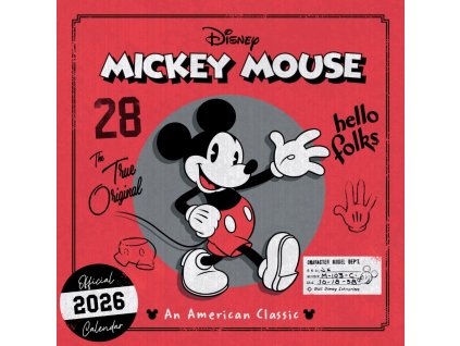 Oficiální nástěnný kalendář 2026 Disney: Mickey Mouse Classic s plakátem (SQ 30,5 x 30,5 | 61 cm)