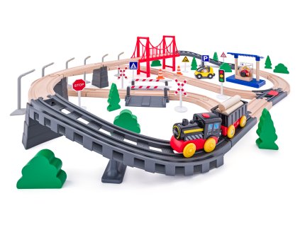 Vláčkodráha s elektrickou mašinkou a mostem, 80 dílů