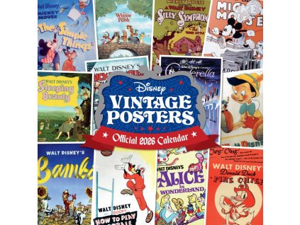 Oficiální nástěnný kalendář 2026 Disney: Retro plakáty - motivy (30,5 x 30,5 | 61 cm)