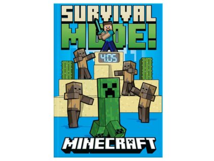 Prémiový blok A5 s LED hodinkami Minecraft: Režim přežití (A5 | 15 x 21 x 2 cm)