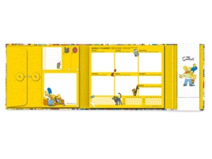 Stolní týdenní plánovač s poznámkovým a lepícím blokem The Simpsons: Postavy (19 x 16,7 x 2,3 cm)