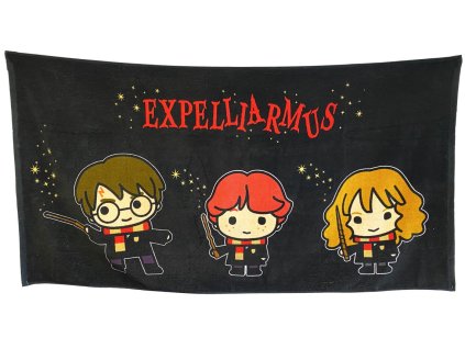 Osuška - ručník Harry Potter: Expelliarmus (75 x 150 cm) černá bavlna
