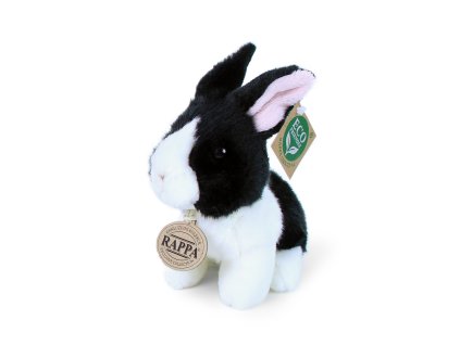 Plyšový králík bílo-černý sedící 16 cm ECO-FRIENDLY