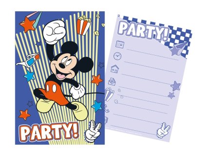 Sada párty 5 pozvánek + 5 obálek Mickey Mouse