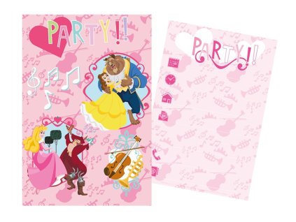 Sada párty 5 pozvánek + 5 obálek Disney Princezny