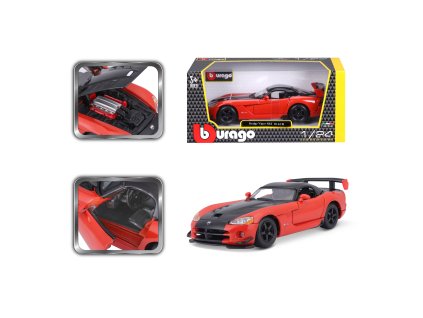 Bburago 22114OB 1:24 Dodge Viper SRT 10 ACR černo oranžová
