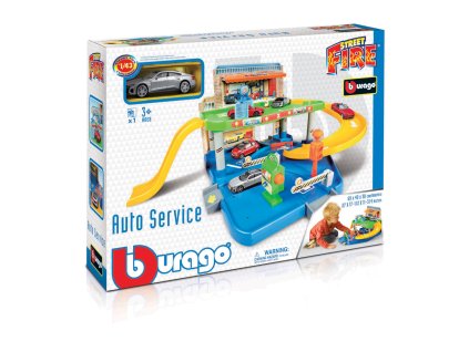 Bburago - STREET FIRE, Garáž s autoservisem + autíčko, 1:43