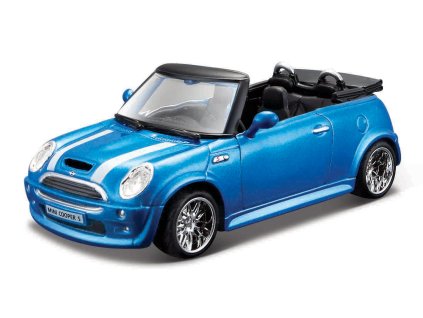 Bburago - Auta HOBBY, MINI COOPER S Cabriolet, modrá metalíza,1:32