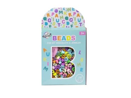 Sada korálků - písmenka pastel + 1 metr provázek