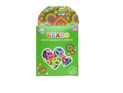 Sada korálků - srdíčka spojená + 1 metr provázek