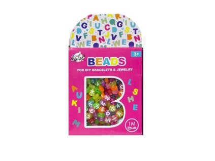 Sada korálků - písmenka neon + 1 metr provázek