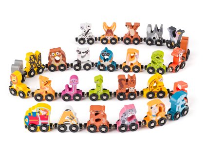 Vláček s abecedou - Zvířátka s AJ, 27 dílů