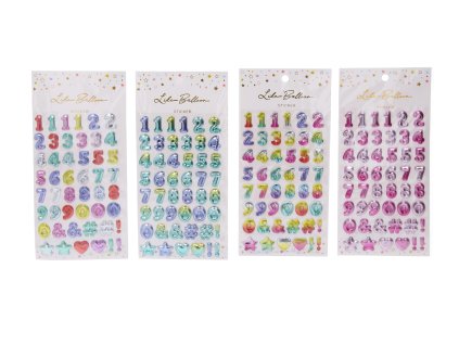 Nálepky 23x11 cm číslice s glitrem