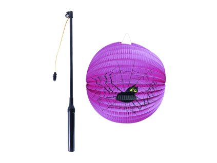 Lampión Halloween pavouk 25 cm se svítící hůlkou 50 cm
