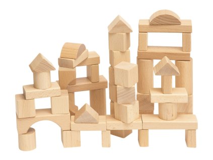 Stavebnice kostky přírodní v kartonu, 50 dílů